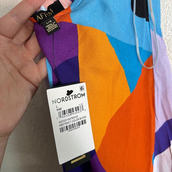 AFRM Rowland Abstract Color Block Maxi Dress Multicolor Women’s L NWT - Picture 8 of 10
